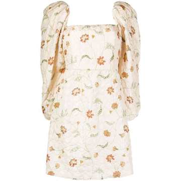 floral print puff-sleeve dress