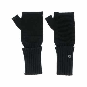 ribbed-knit fingerless gloves