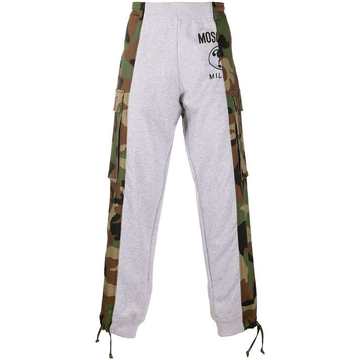 camouflage panelled track pants