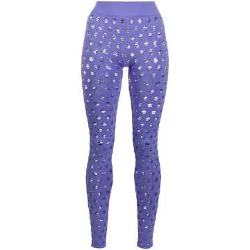 all over perforated leggings