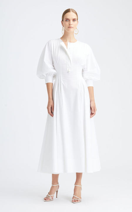 Short Sleeved Cotton-Blend Midi Dress展示图