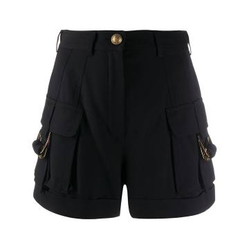 embossed button detail shorts