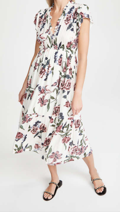 Elegant Domain 花朵印花中长连衣裙展示图