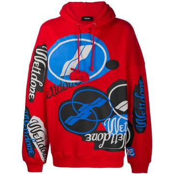 all-over logo print hoodie