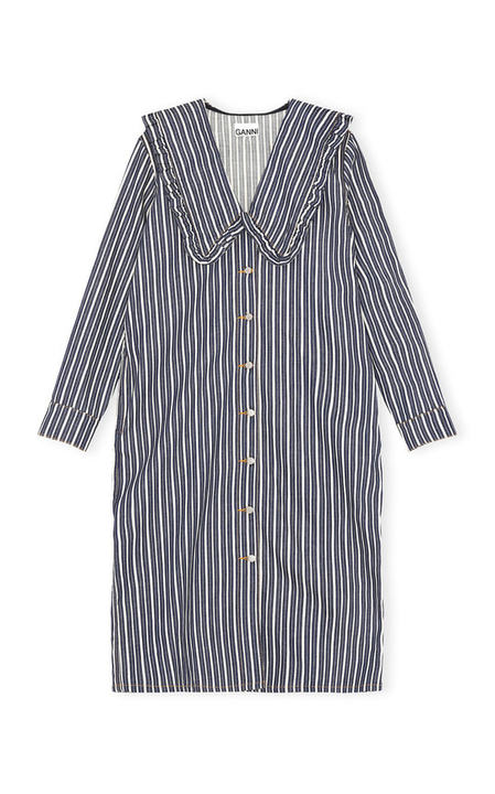 Mixed Stripe Denim Oversized Shirt Dress展示图