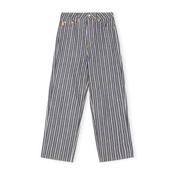 Mixed Stripe High-Waisted Cropped Jeans