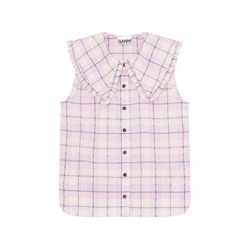 Seersucker Check Sleeveless Shirt