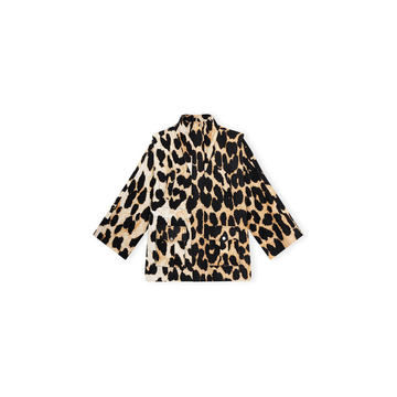 Linen Canvas Leopard Print Jacket