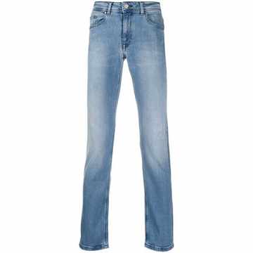 stonewashed straight-leg jeans