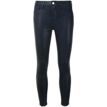 coated mid-rise cropped jeans