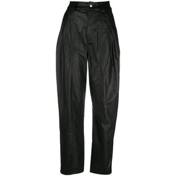 darted leather trousers