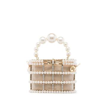 neutral holli loulou faux pearl clutch