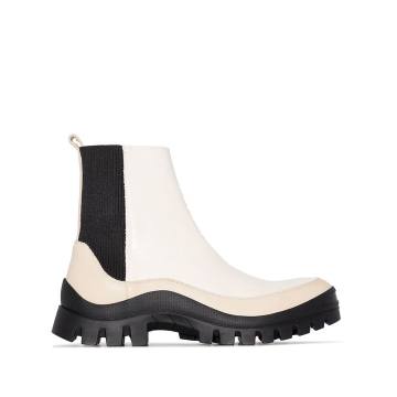 white chunky sole leather Chelsea boots