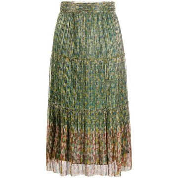 pleated floral skirt