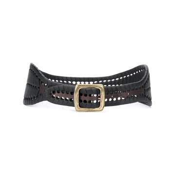 braided cut-out leather belt