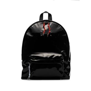 black four stitches patent backpack