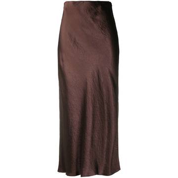 high-shine midi skirt