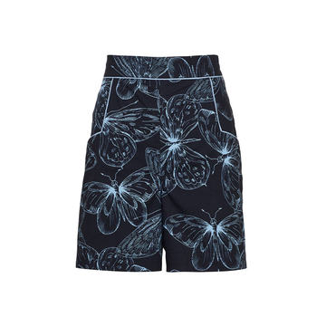 Butterfly Cotton Poplin High-Rise Shorts