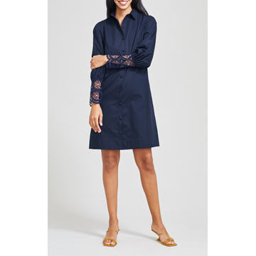 Embroidered Eyelet Poplin Shirt Dress