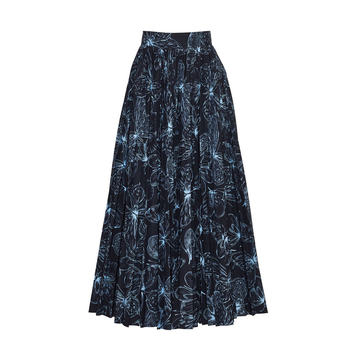 Butterfly Cotton Poplin Pleated Skirt