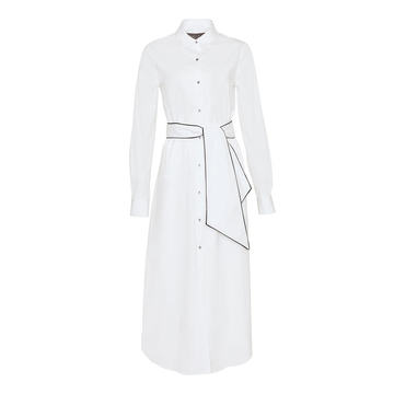 Belted Cotton-Blend Shirt Dress