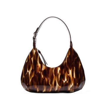 brown Baby Amber glittered patent leather bag