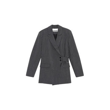 Stripe Suiting Wrap Blazer