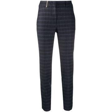 plaid slim fit crop trousers