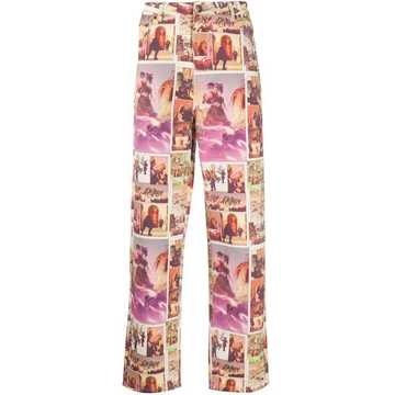 Comic-print straight leg trousers