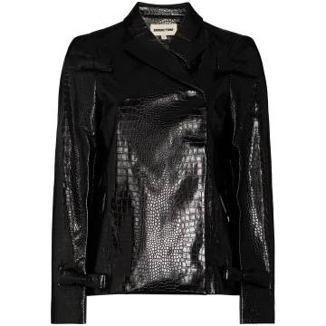 croc embossed double-breasted jacket