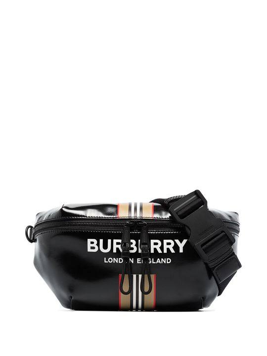 black Sonny Icon stripe and logo print belt bag展示图