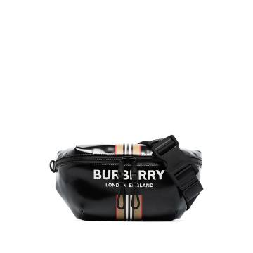 black Sonny Icon stripe and logo print belt bag