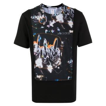 abstract print panelled T-shirt
