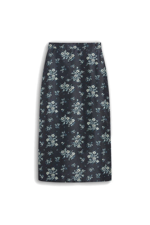 Stella Floral Silk Midi Skirt展示图