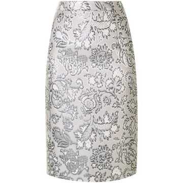floral brocade pencil skirt