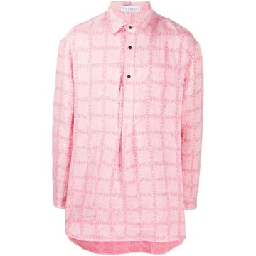 checked logo print shirt