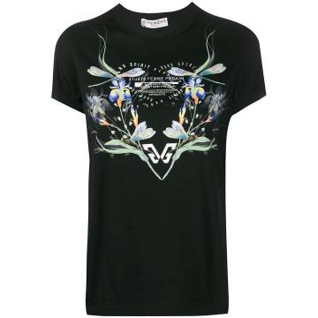 floral-print crew-neck T-shirt