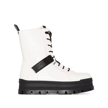 white Sheena chunky lace-up boots