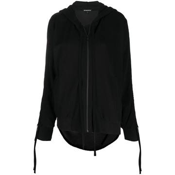 asymmetric hem knit hoodie