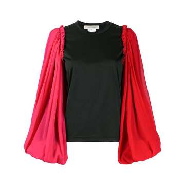 colour-block bell sleeve top