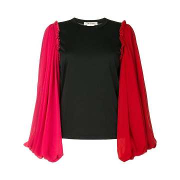 panelled ruffle-trimmed blouse