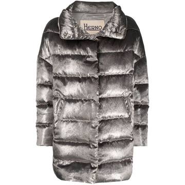 metallic-finish puffer jacket