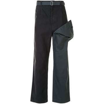 layered straight-leg work trousers