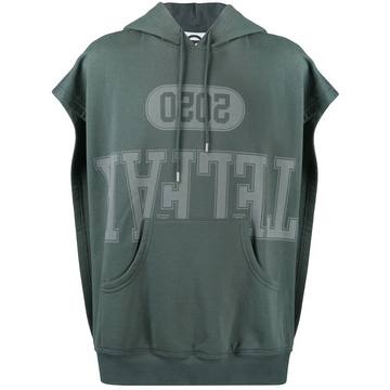 open sides logo print hoodie