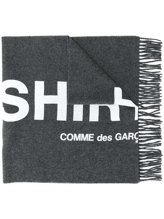 logo-print fringe scarf展示图