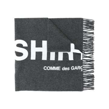 logo-print fringe scarf