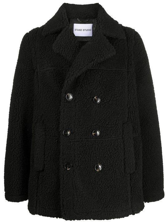 double breasted faux shearling coat展示图