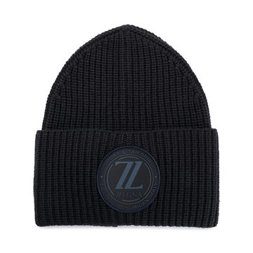 logo-patch ribbed beanie