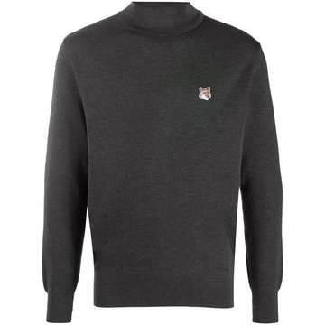 embroidered logo roll-neck jumper