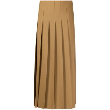 asymmetric pleat calf-length skirt